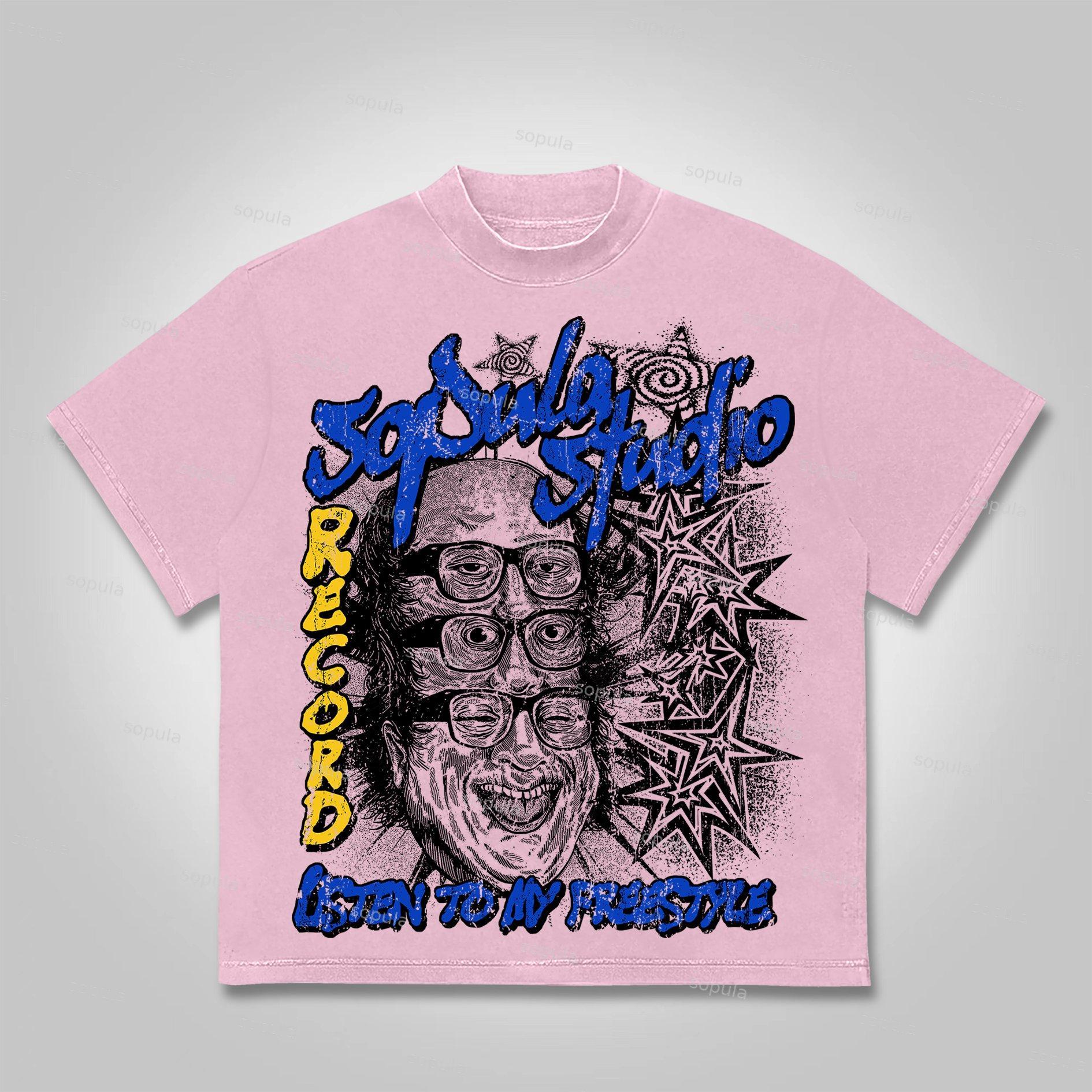 Sopula Studio Fun Portrait Graphic Print Cotton T-Shirt Product Image