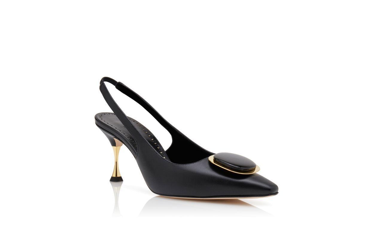 CHIARANSLI Black Nappa Leather Slingback Pumps Product Image