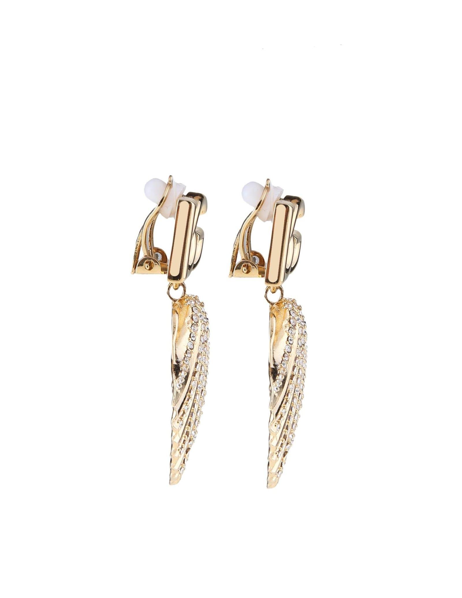 Dolce And Gabbana Earrings With Dg Logo And Shell In Gold Product Image