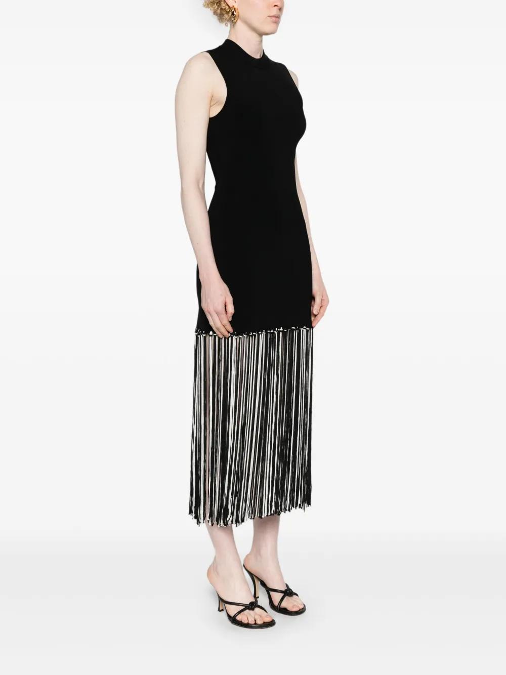 sleeveless fringed midi dress Product Image