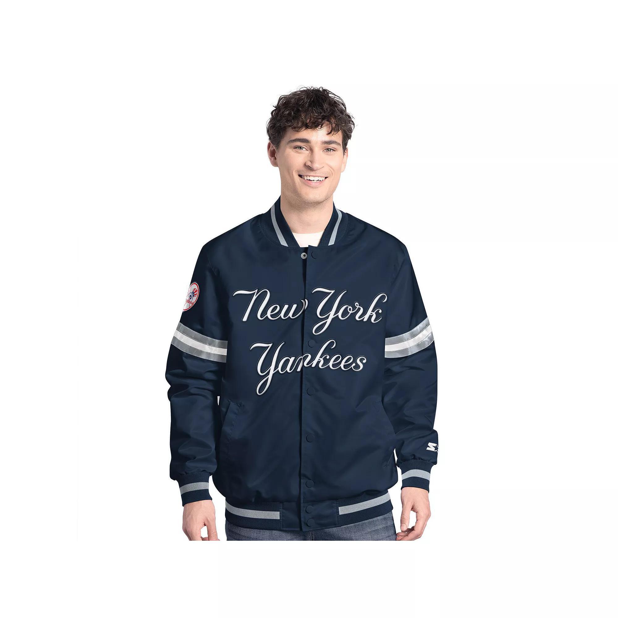 Men's Starter Navy New York Yankees Scout Full-Snap Varsity Jacket,  Product Image