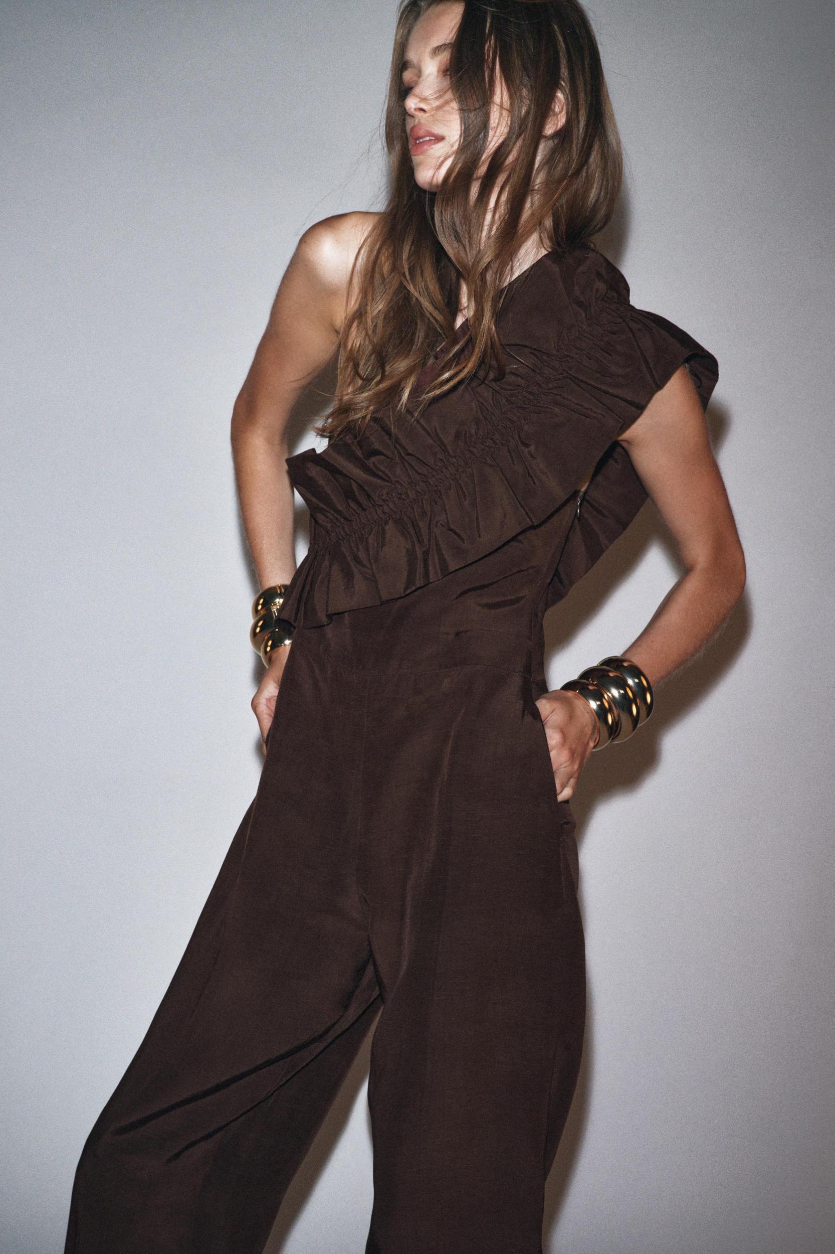 ASYMMETRIC RUFFLE JUMPSUIT Product Image