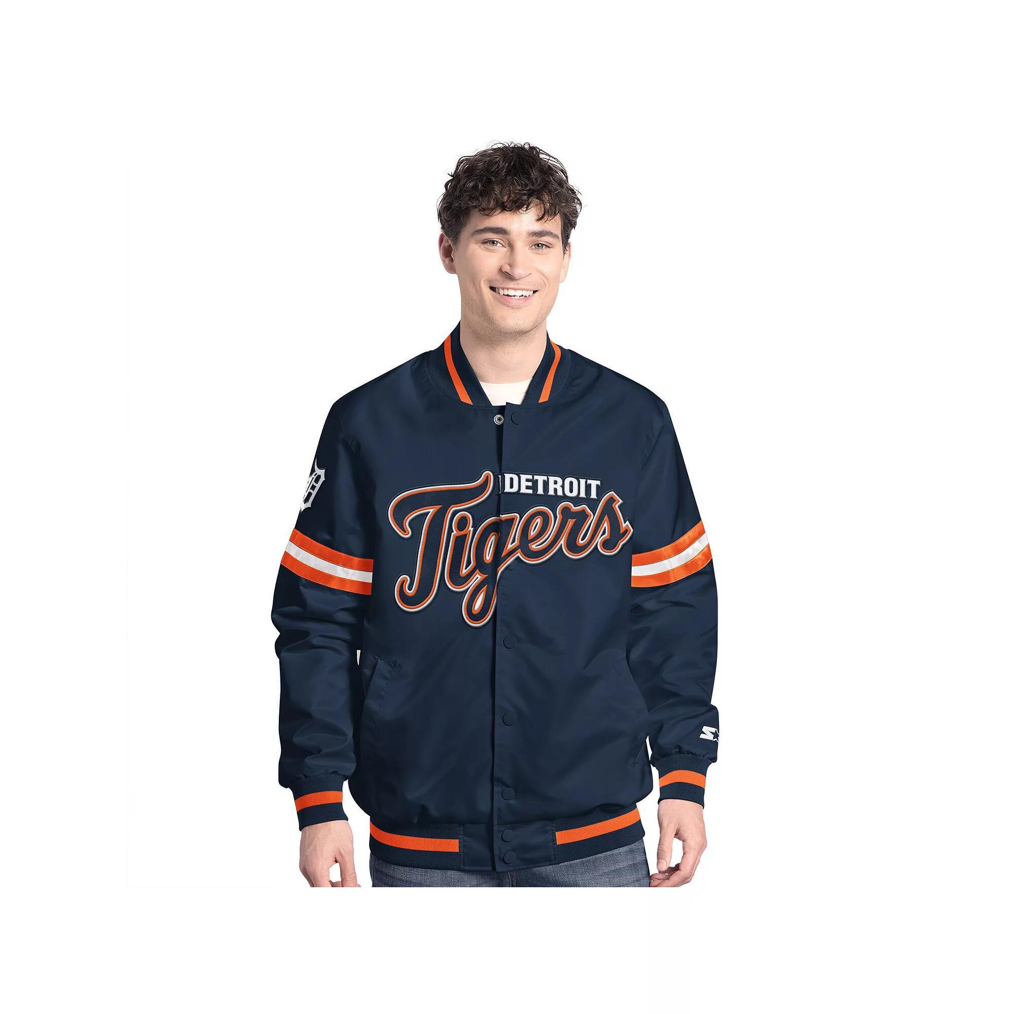 Men's Starter Navy Detroit Tigers Scout Full-Snap Varsity Jacket,  Product Image