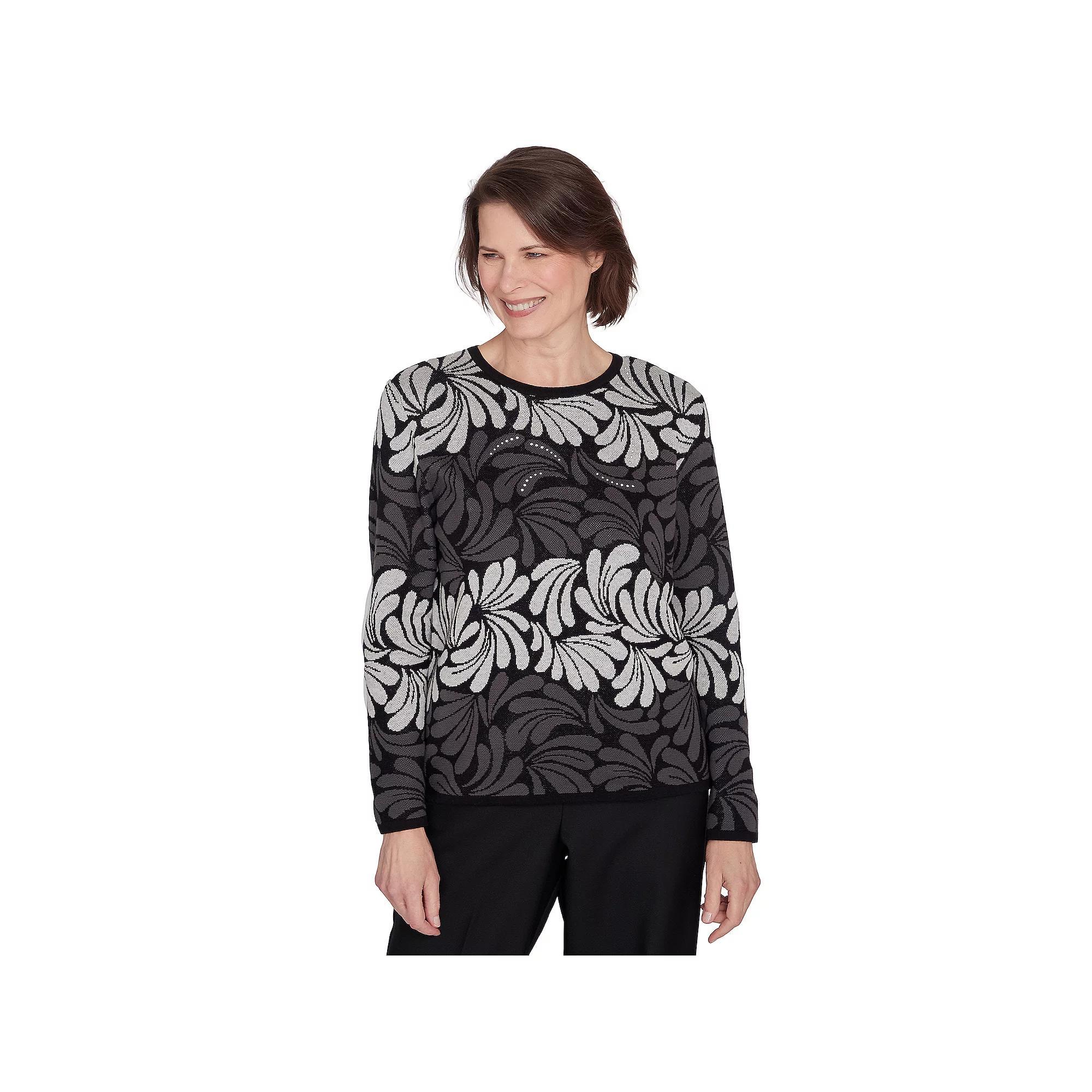 Women's Alfred Dunner Geometric Ombre Scroll Top, Size: Large, Grey Product Image