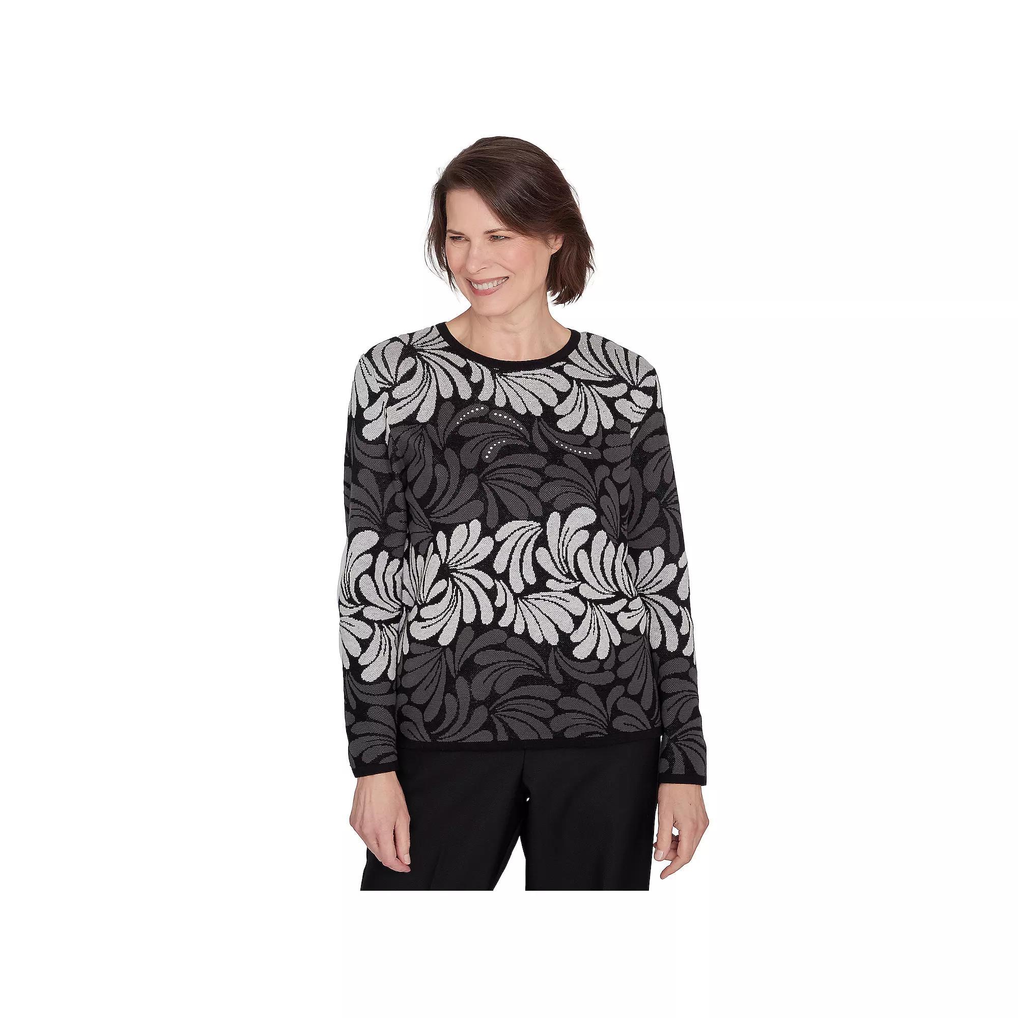 Women's Alfred Dunner Geometric Ombre Scroll Top, Size: Large, Grey Product Image