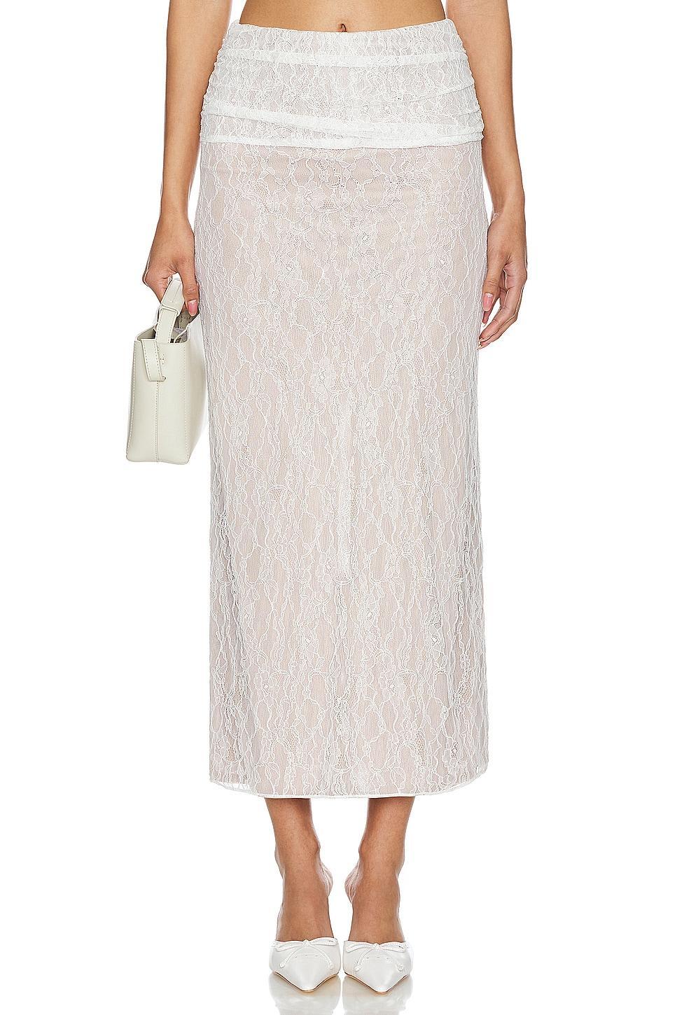 Lovers and Friends Jocelyn Maxi Skirt in White Lace Product Image