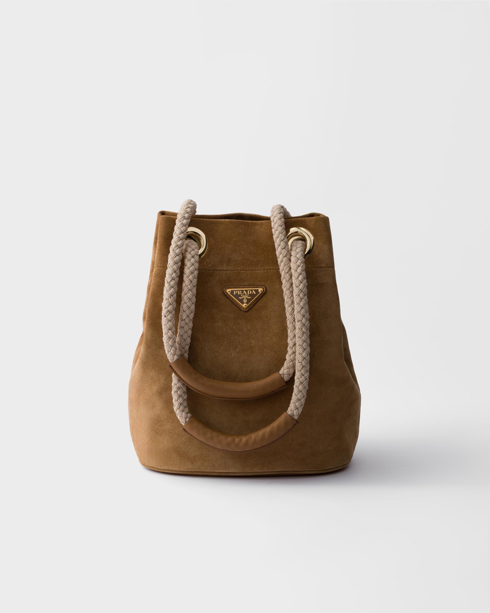 Small Prada Mariner suede bucket bag Product Image