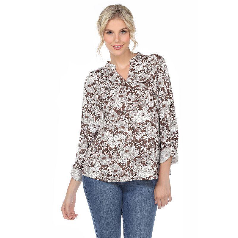 Womens Pleated Floral Print Blouse Product Image