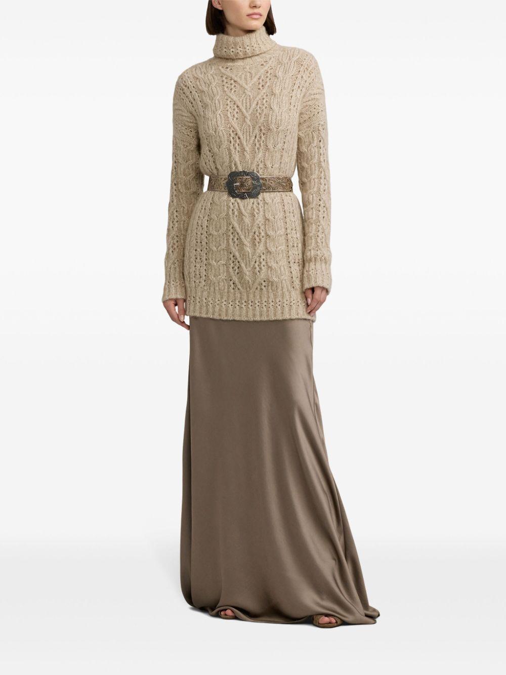 POLO RALPH LAUREN Cable-knit Cashmere Turtleneck Sweater In Neutrals Product Image