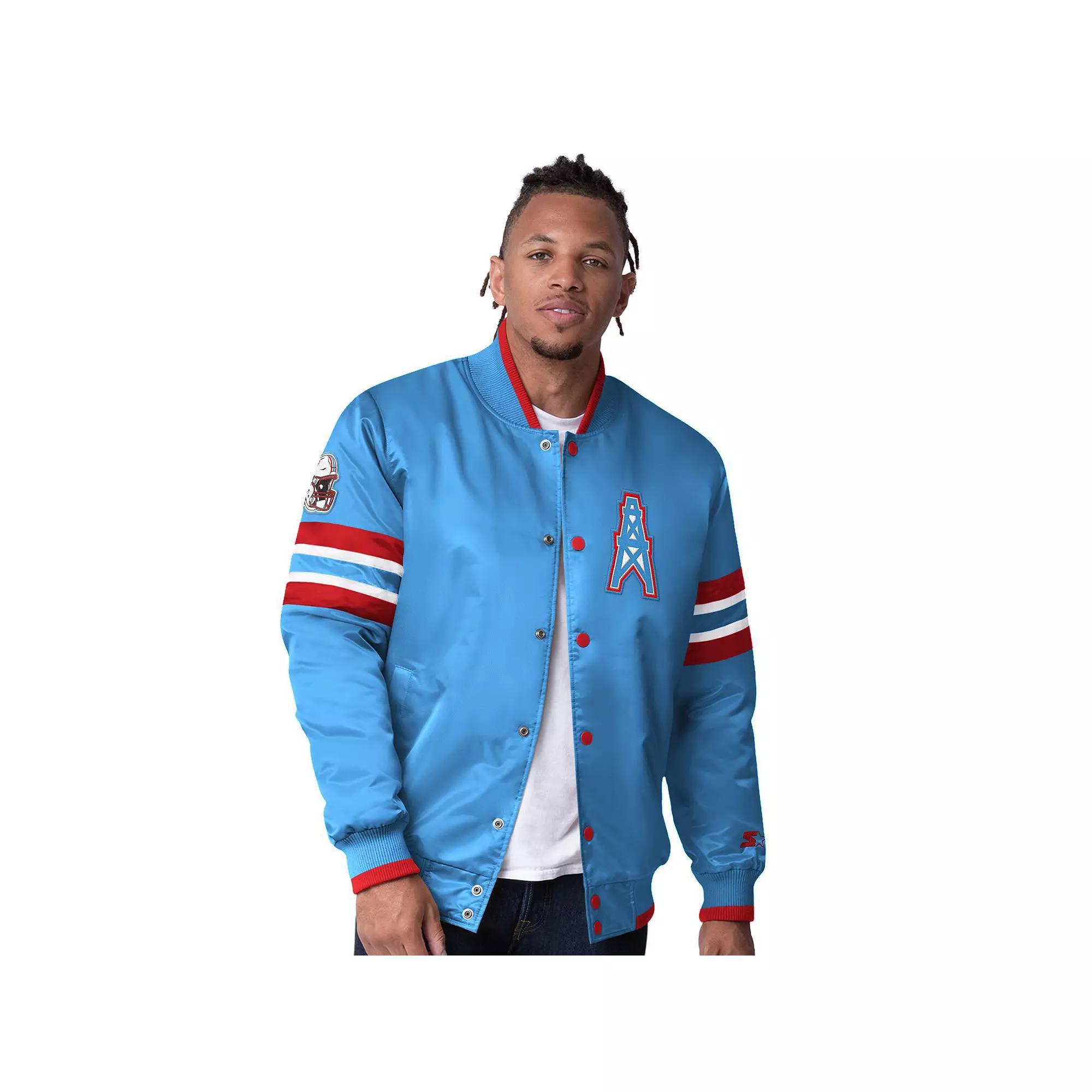 Men's Starter Light Blue Houston Oilers Gridiron Classics Vintage Logo Scout I Full-Snap Varsity Jacket,  Product Image