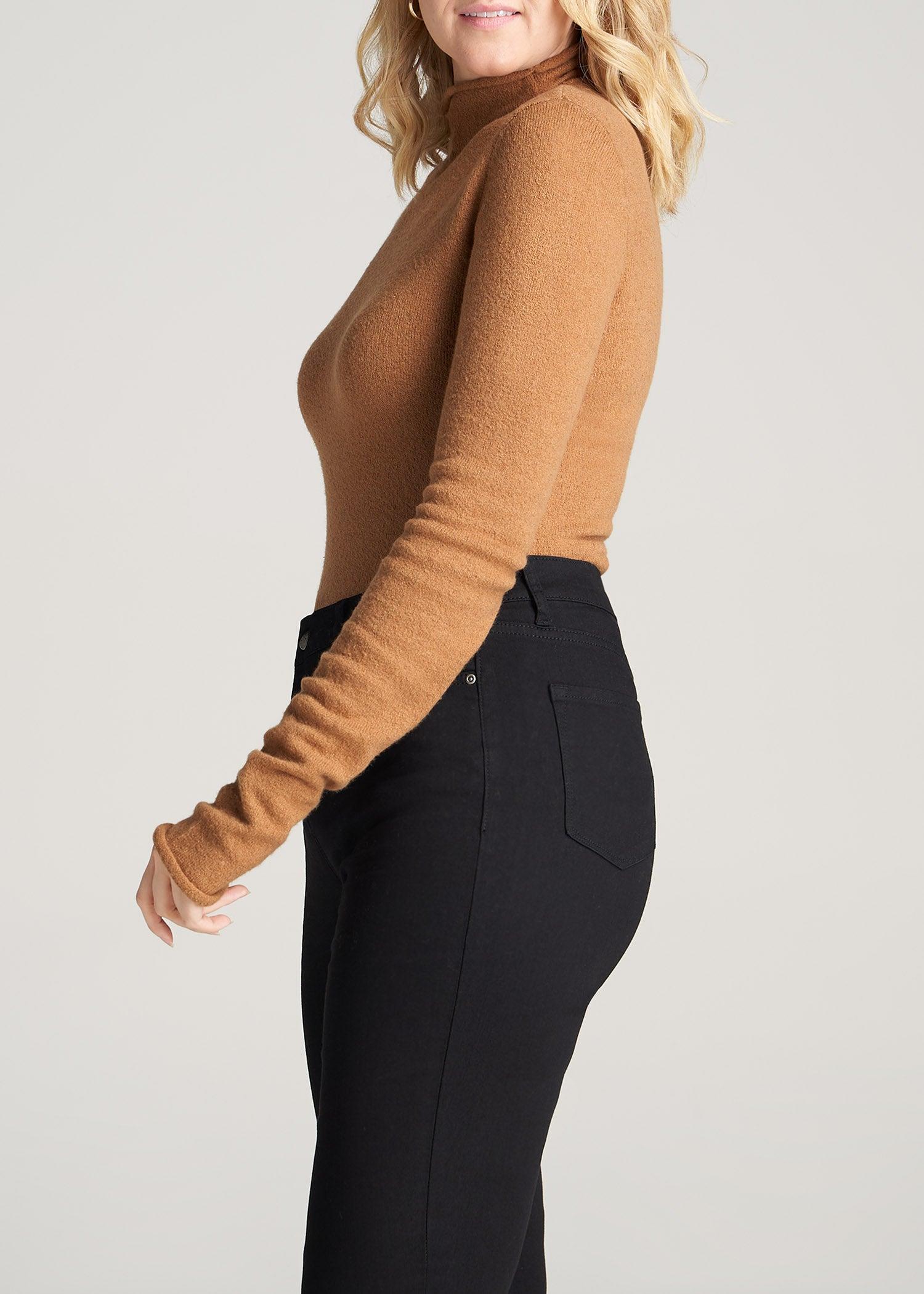 Women's Tall Rolled Mock Neck Sweater in Caramel Female Product Image