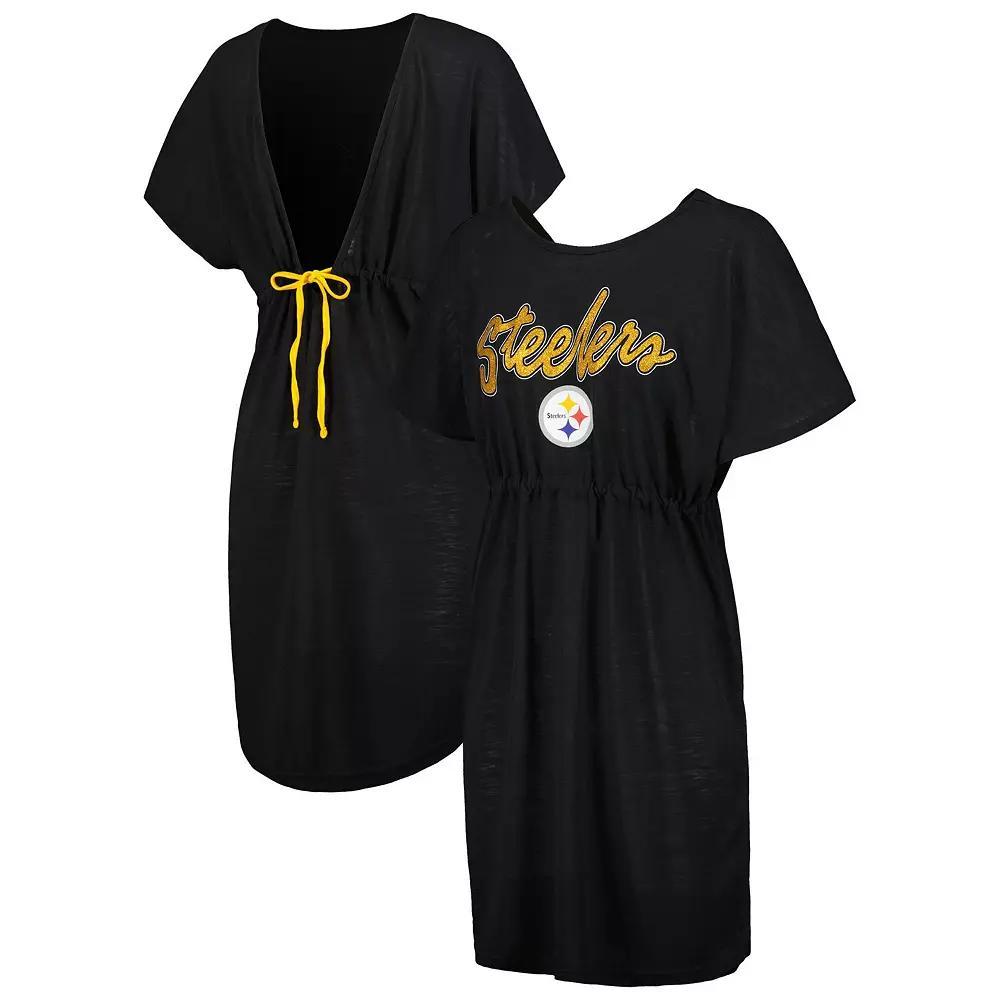 Women's G-III 4Her by Carl Banks Black Pittsburgh Steelers Versus Swim Cover-Up, Size: XS Product Image