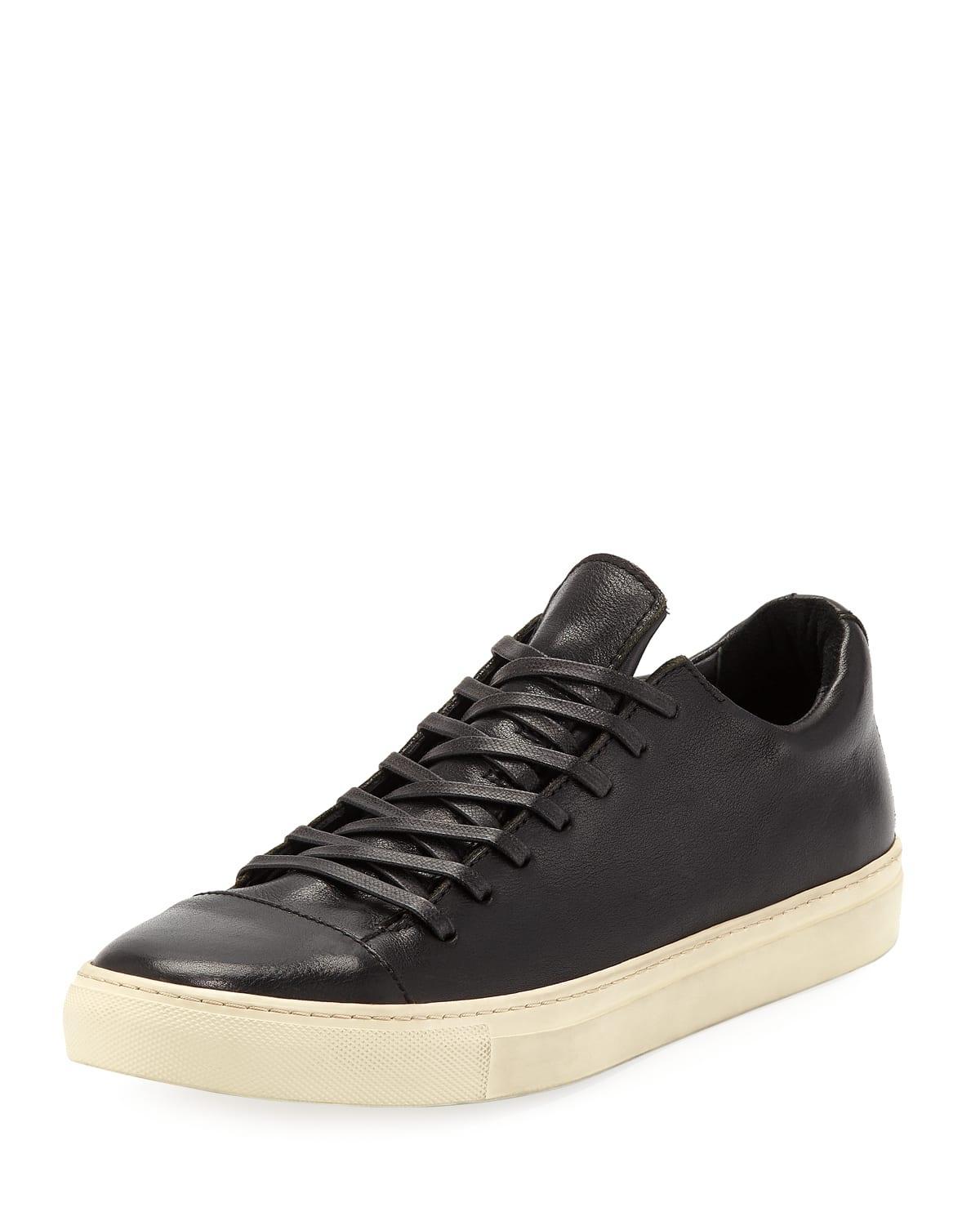 Men's Reed Leather Low-Top Sneakers, Black Product Image