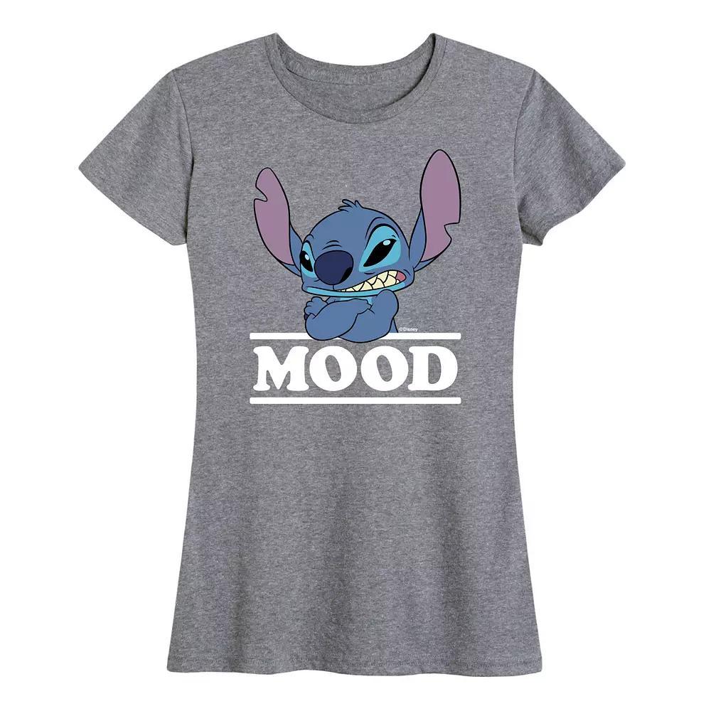 Disney's Lilo & Stitch Women's Mood Graphic Tee, Size: Large, Grey Dark Red Product Image