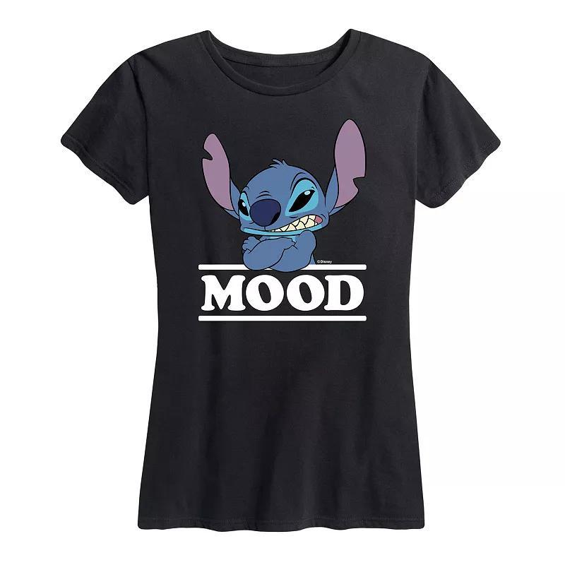 Disney's Lilo & Stitch Women's Mood Graphic Tee, Size: Large, Grey Dark Red Product Image