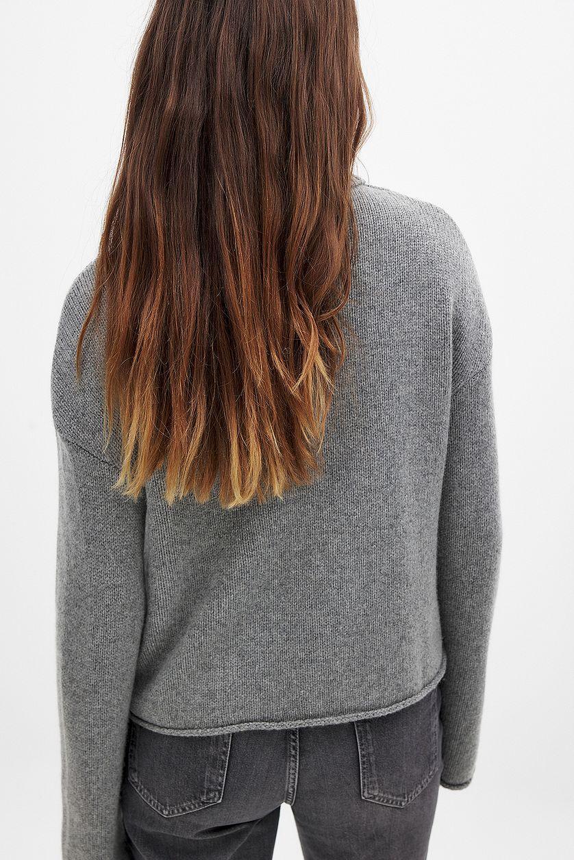 Wool Blend Zip Detail Knitted Sweater Product Image