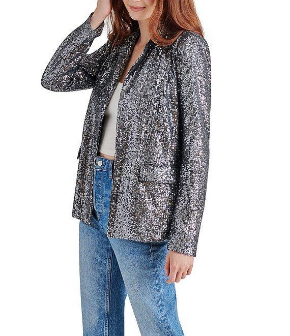 Steve Madden Payton Sequin Notch Lapel Long Sleeve Blazer Product Image