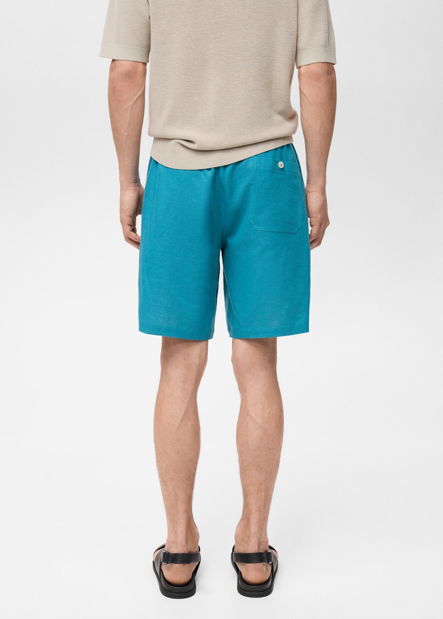 Linen-blend bermuda shorts with drawstring - Men | MANGO USA Product Image