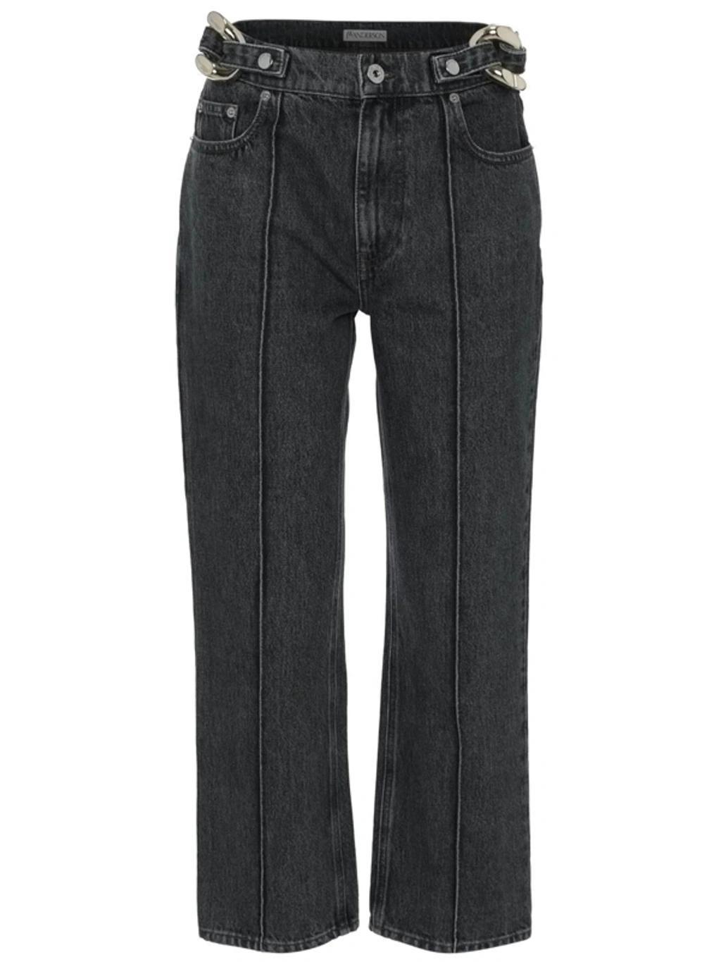 JW ANDERSON Chain-detail Straight Leg Cropped Jeans In Black Product Image