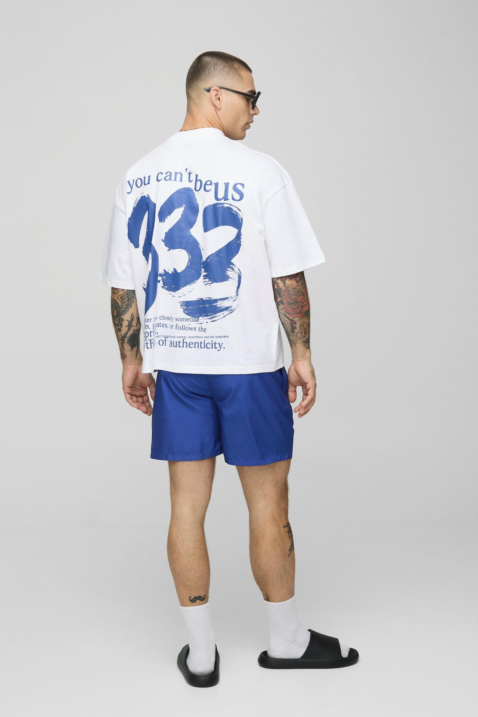 Mid Length Worldwide Swim Trunks | boohooMAN USA Product Image