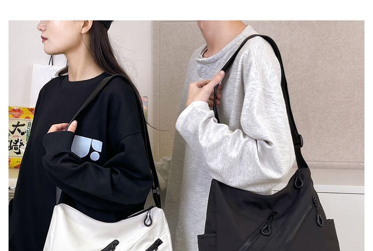 Plain Zip Panel Nylon Crossbody Bag Product Image