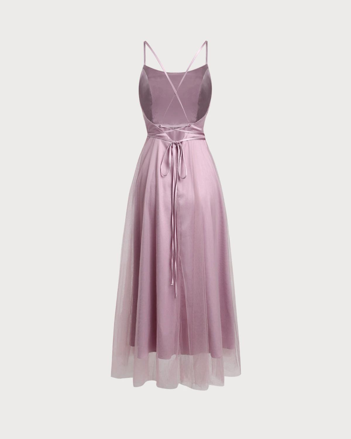 Pink Mesh Flowy Slip Midi Dress Product Image