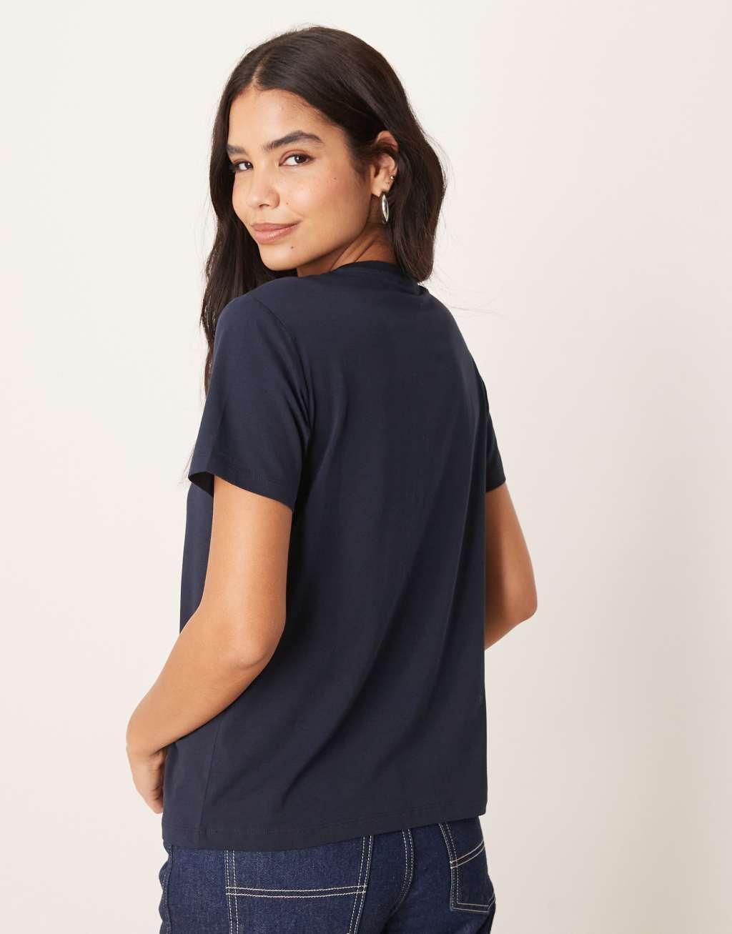 VILA oversized boyfriend fit t-shirt in navy Product Image