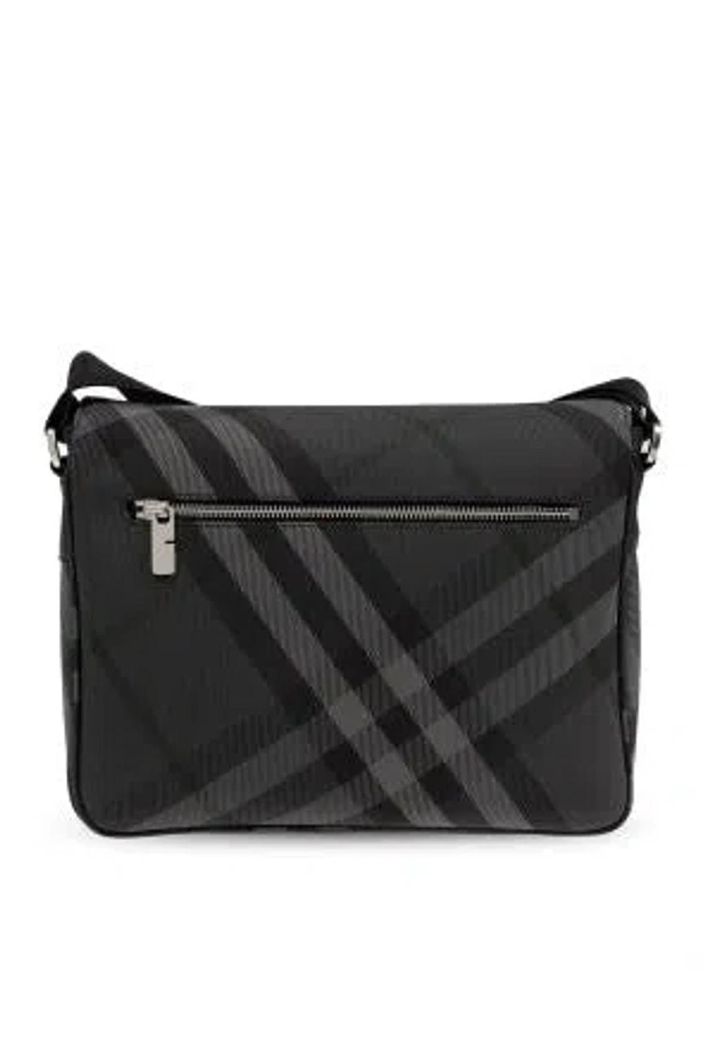 BURBERRY Grid Messenger Handbag 28cm X 23cm X 13cm In Gray Product Image