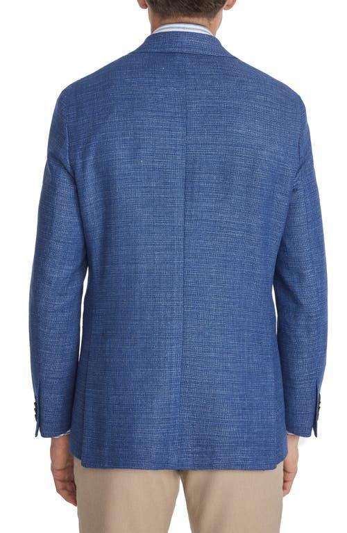 JACK VICTOR Hampton Stretch Slub Wool & Linen Blend Mélange Sport Coat In Mid Blue Product Image