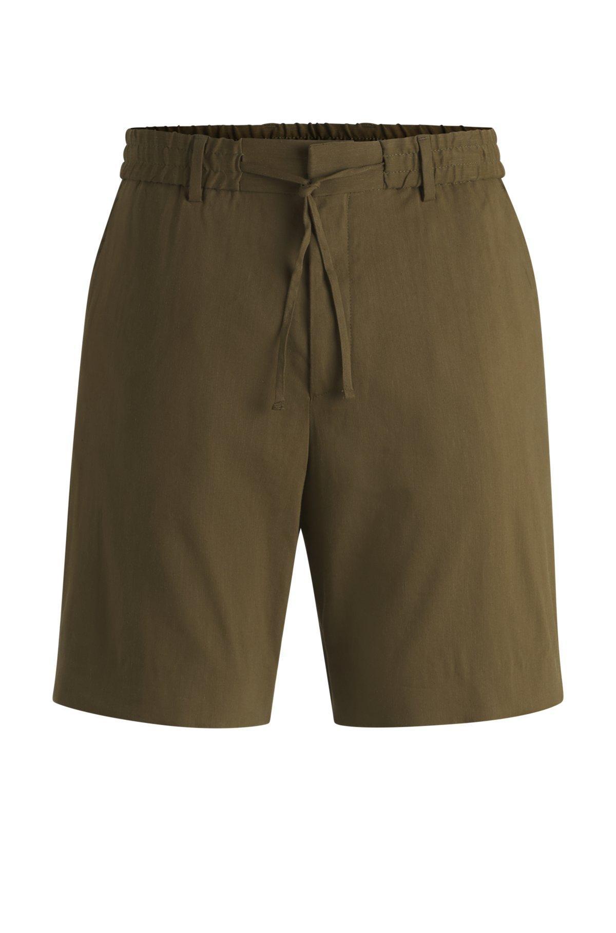 BOSS - Formal shorts in a linen blend - Dark Green Product Image