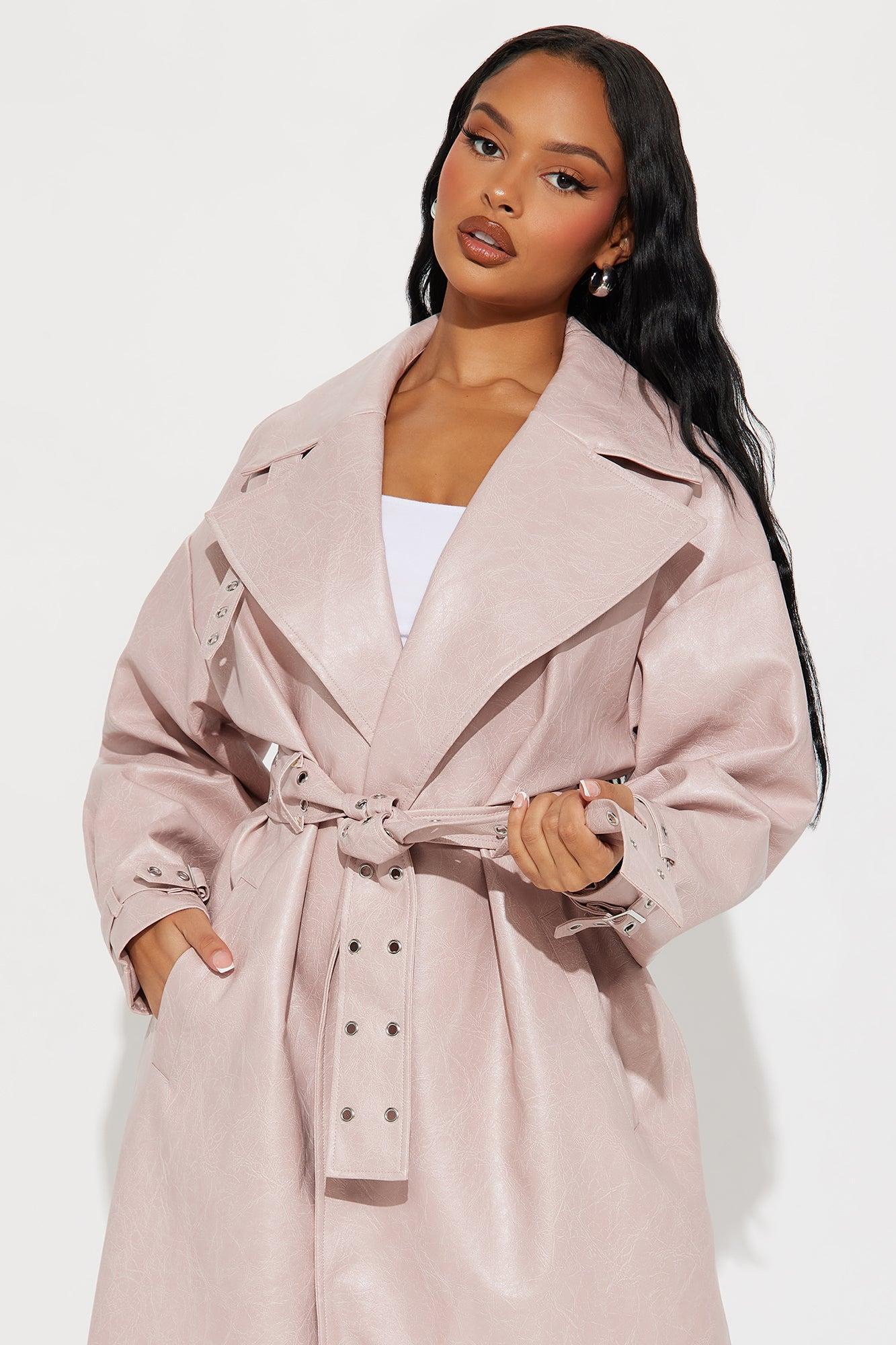 Not Your Average Washed Faux Leather Trench - Blush Product Image