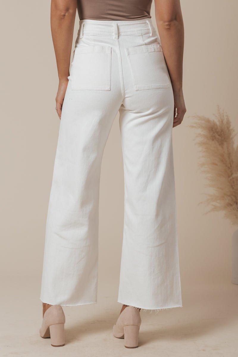 White Straight Wide Leg Pants Product Image