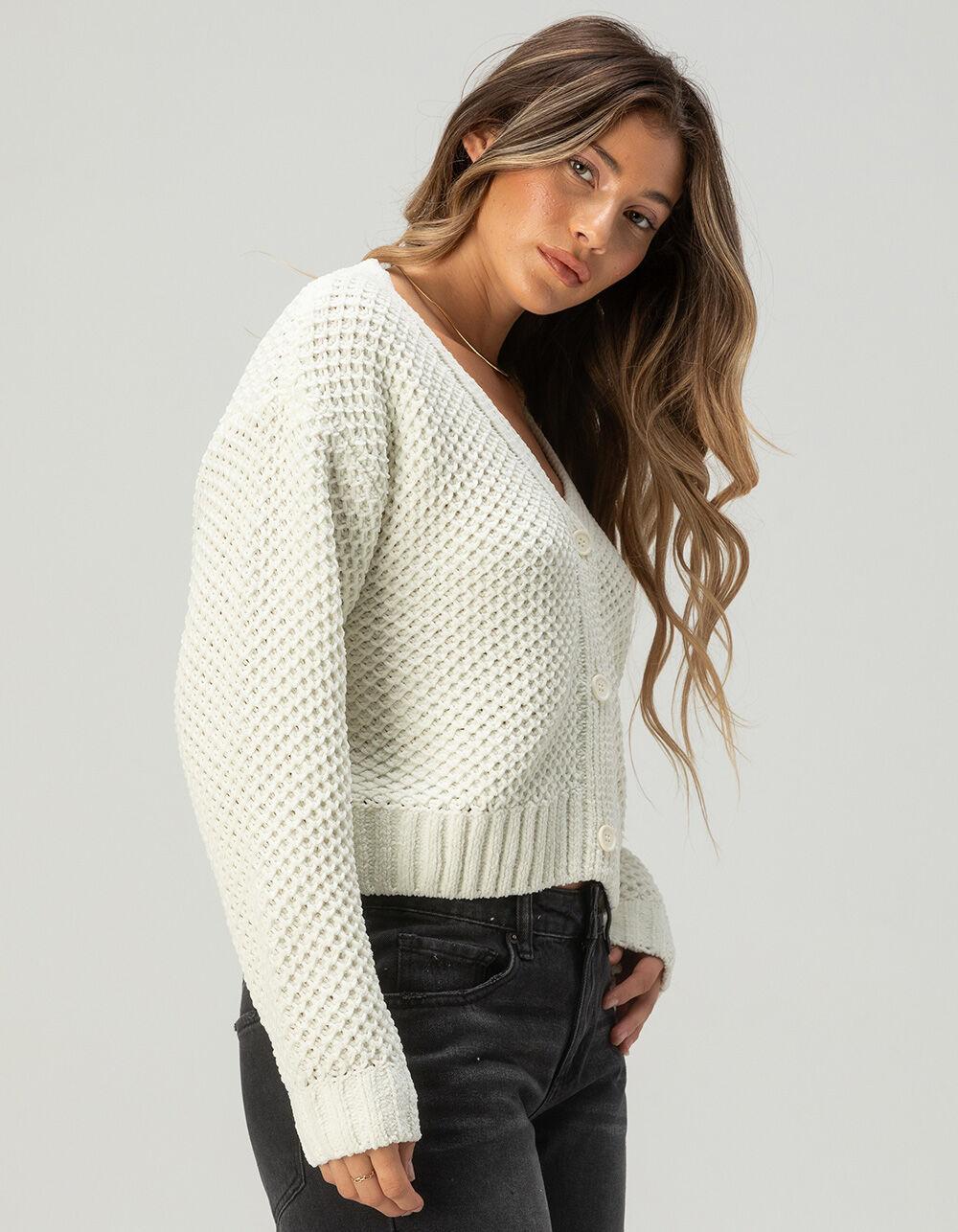 FULL TILT Chenille V-Neck Womens Cardigan - BLACK Product Image