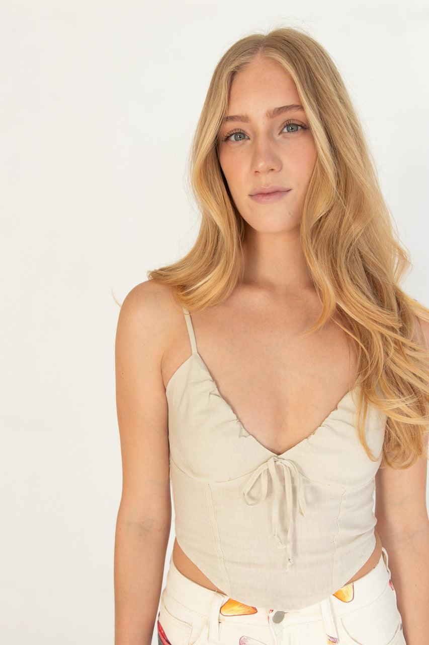 Tie Front Linen Tank Top Product Image