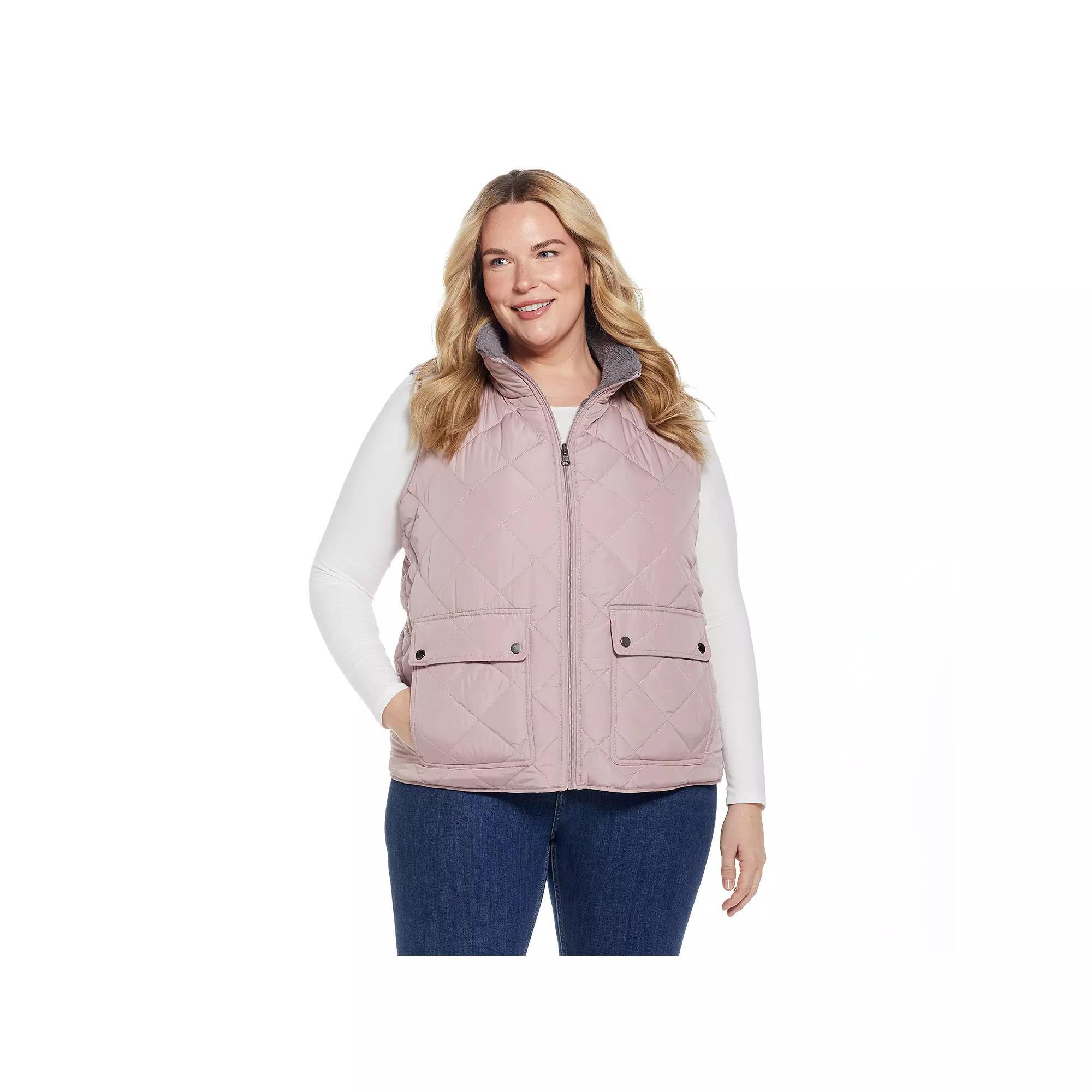 Plus Size Weathercast Midweight Reversible Vest, Women's, Size: 3XL, Pink Pink Product Image