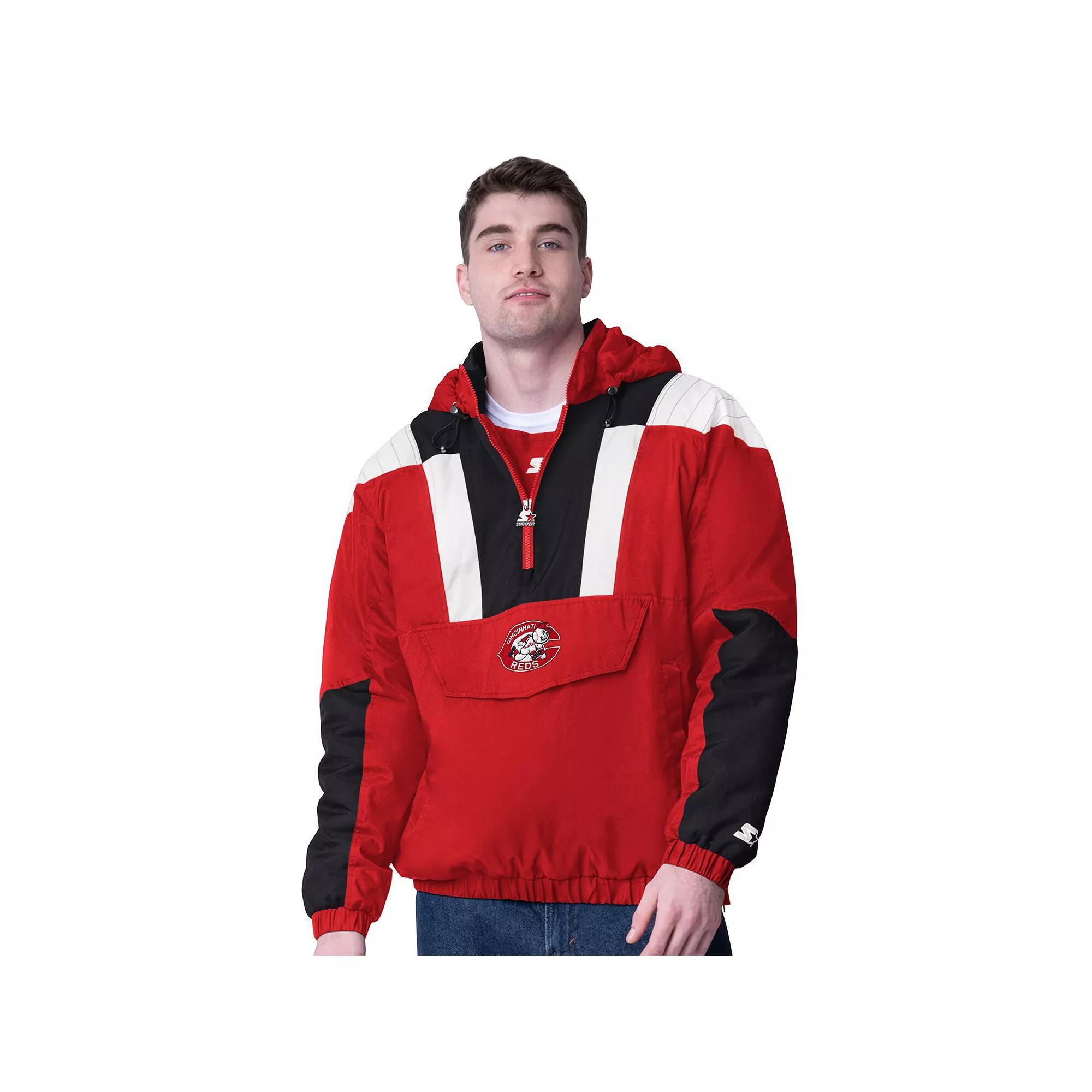 Men's Starter  Red Cincinnati Reds Cooperstown Collection Charger Half-Zip Jacket, Size: Large, Red Red Product Image