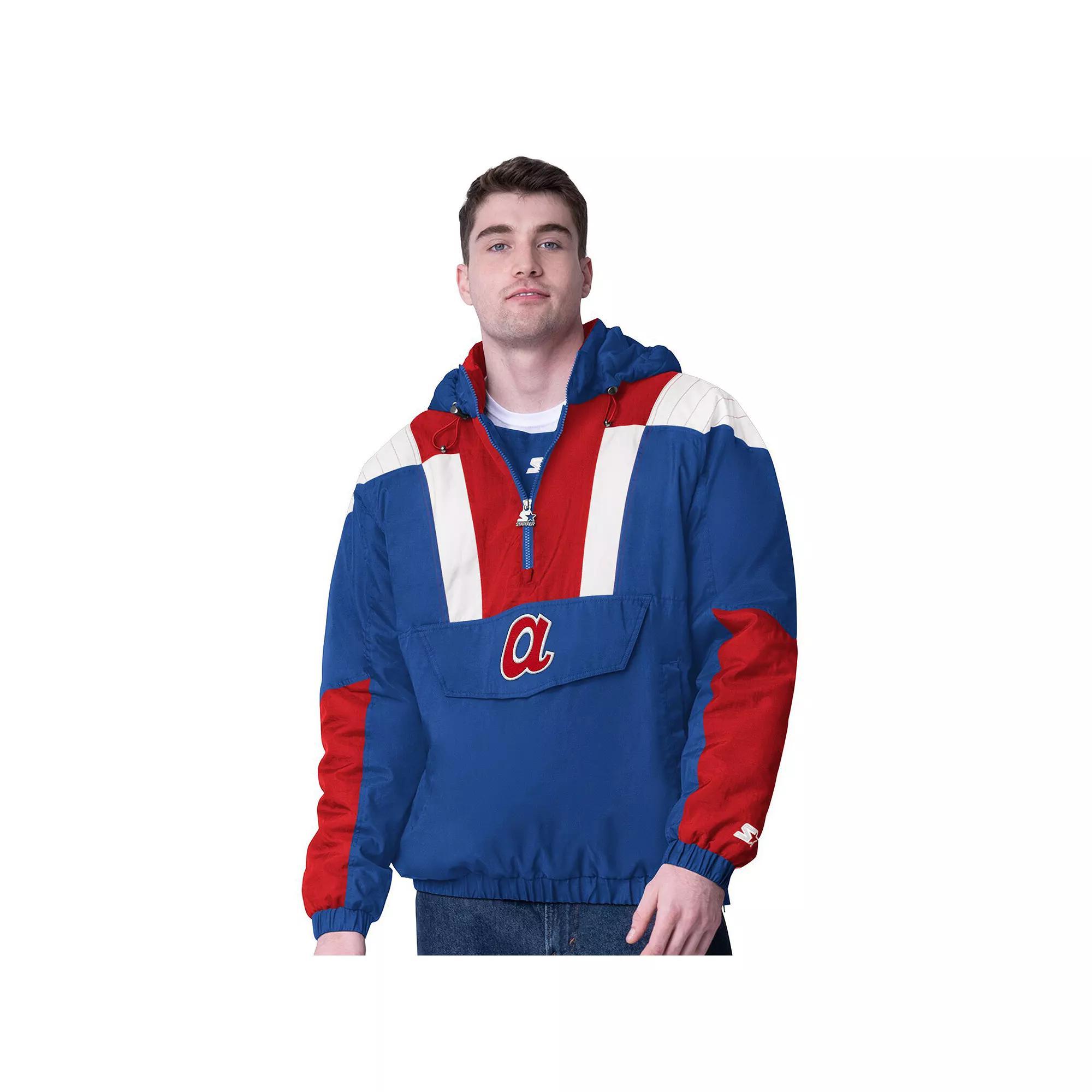 Men's Starter  Royal Atlanta Braves Cooperstown Collection Charger Half-Zip Jacket, Size: 3XL, Blue Product Image