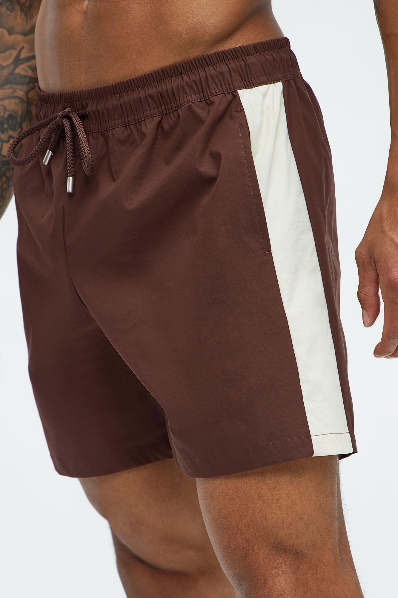 Contrast On The Side Swim Classic Trunk - Brown/combo Product Image
