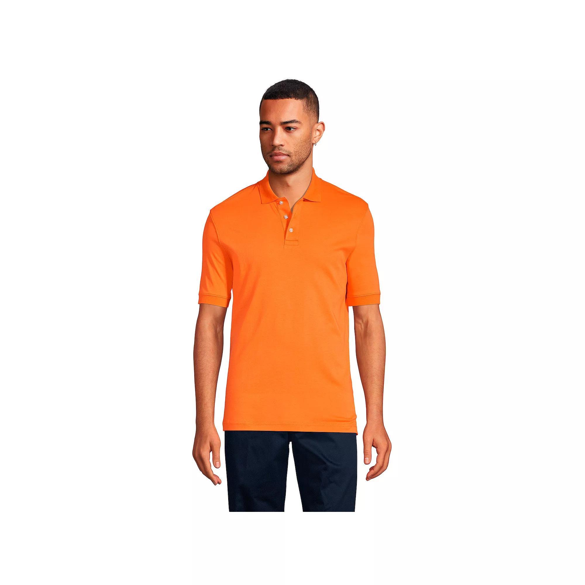 Men's Lands' End Short Sleeve Interlock Polo Shirt, Size: Large, Orange Spice Product Image