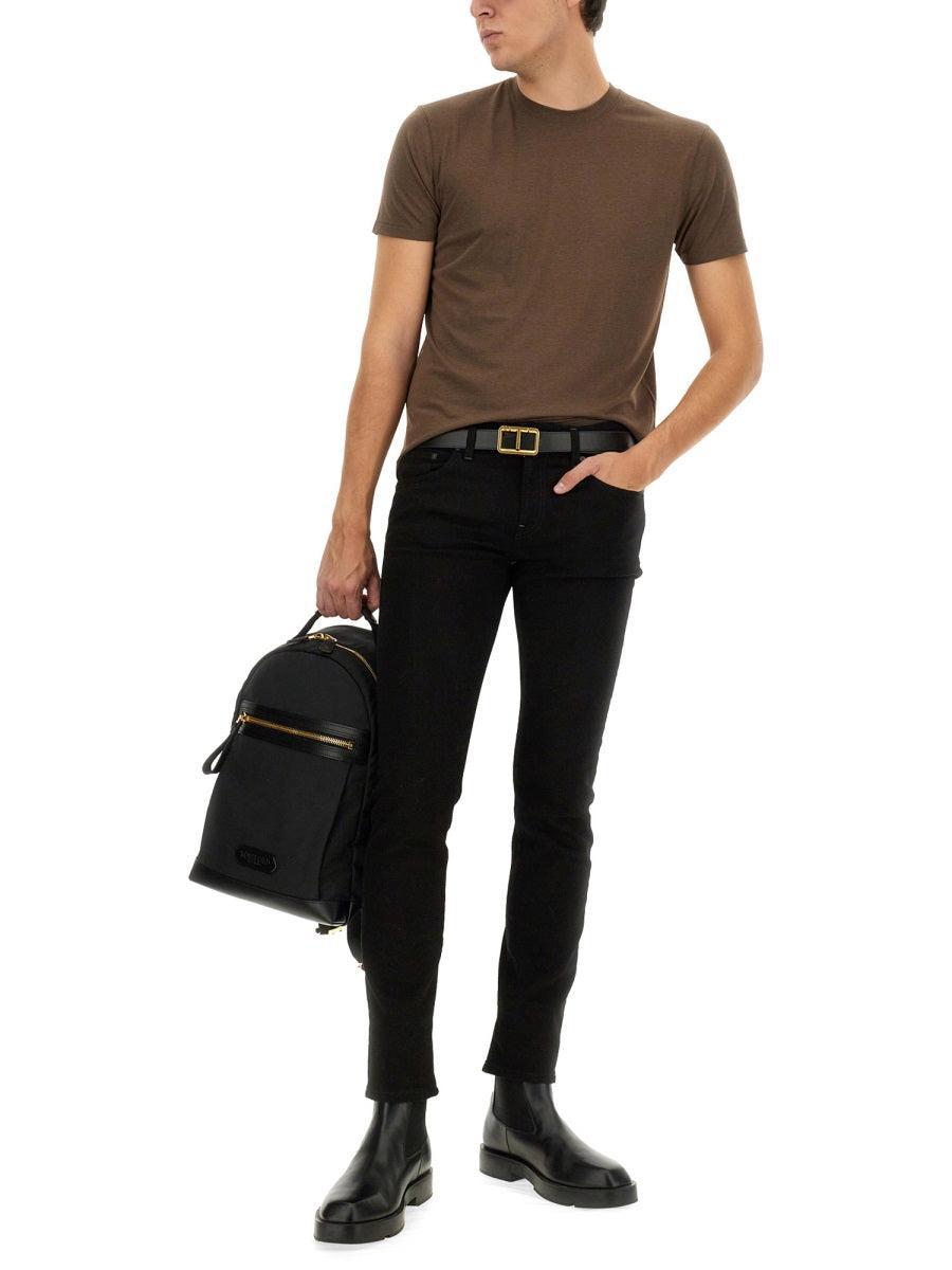 TOM FORD Slim-fit Lyocell And Cotton-blend Jersey T-shirt In Brown Product Image
