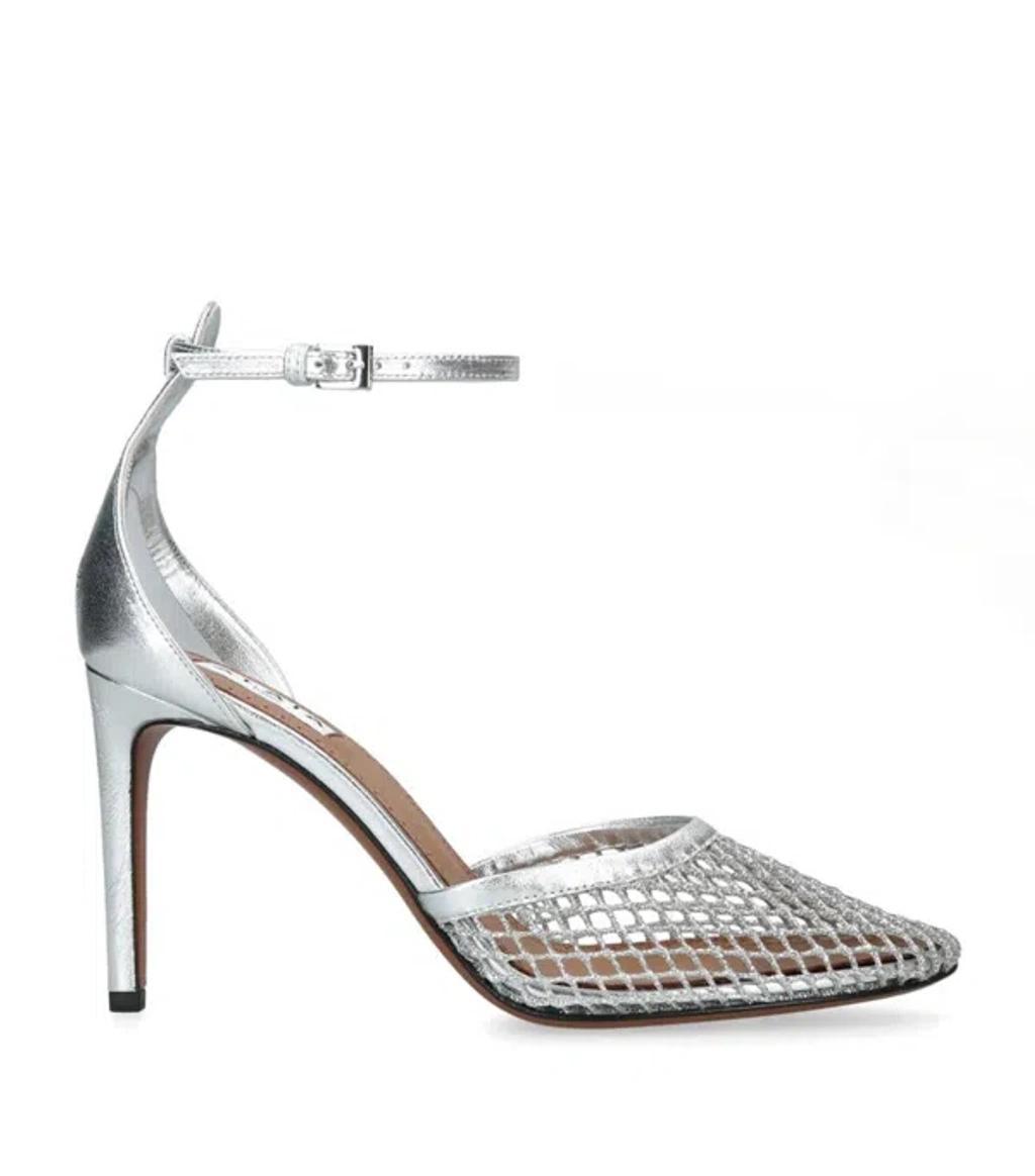 ALAÏA Mesh Ballerina Heeled Sandals 90 In Gray Product Image