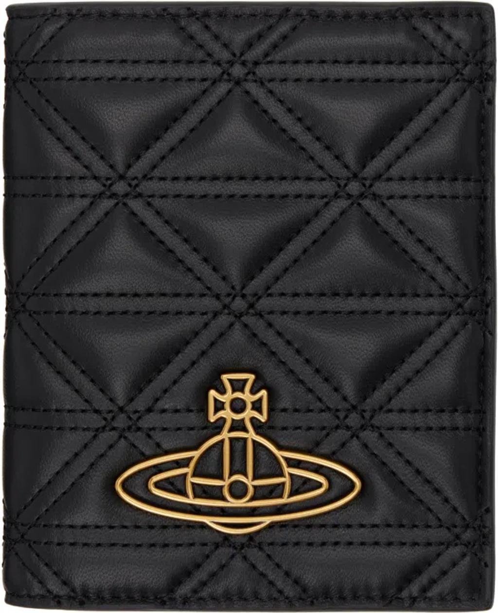 VIVIENNE WESTWOOD Black Quilted Passport Holder In Aw24-n403 Product Image