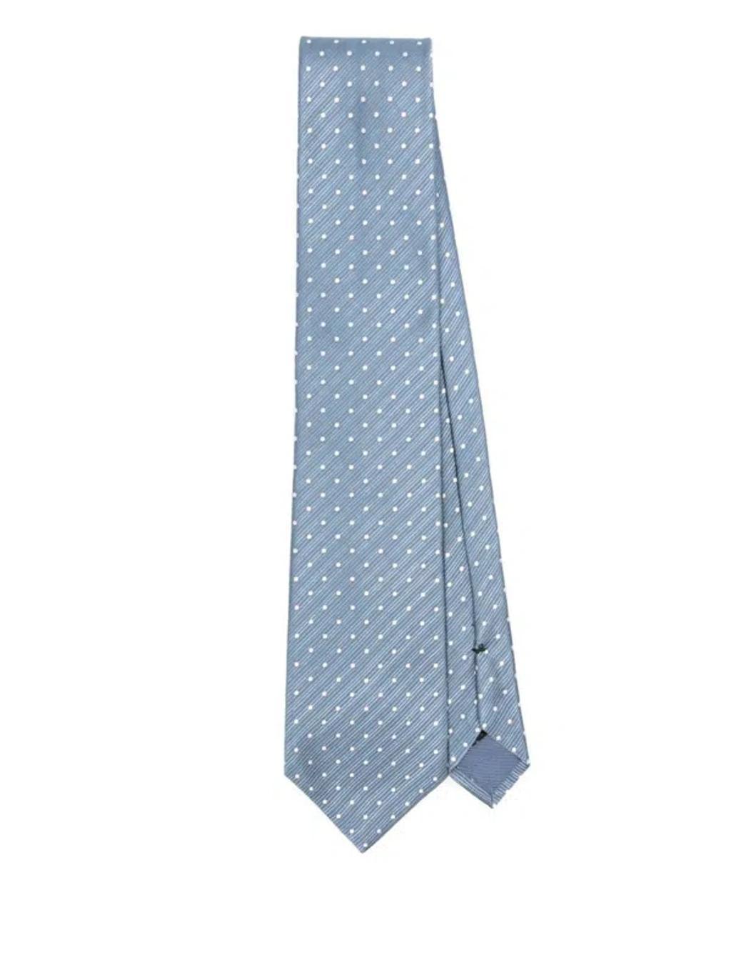 TOM FORD Polka Dot-jacquard Tie Accessories In Blue Product Image