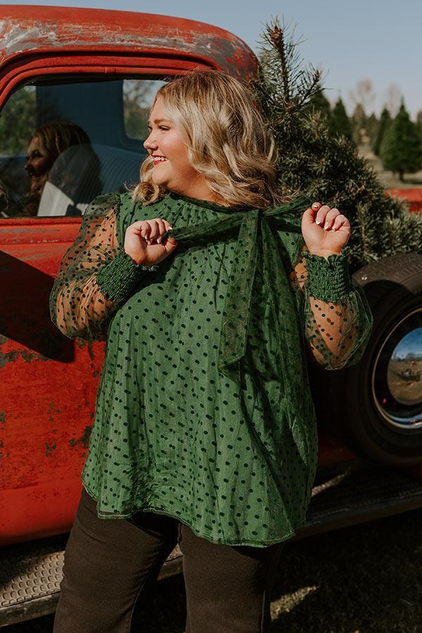 First Kiss Dreaming Shift Top In Hunter Green Curves Product Image