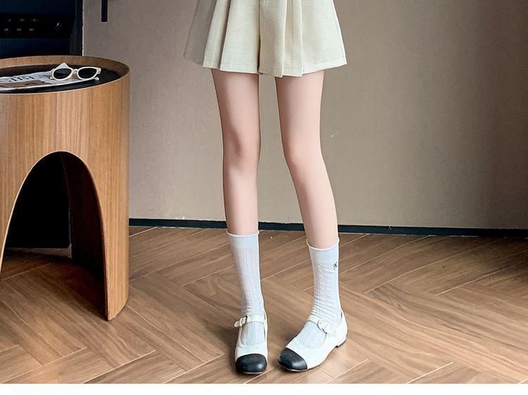 High Waist Plain Pleated Mini A-Line Skort Product Image