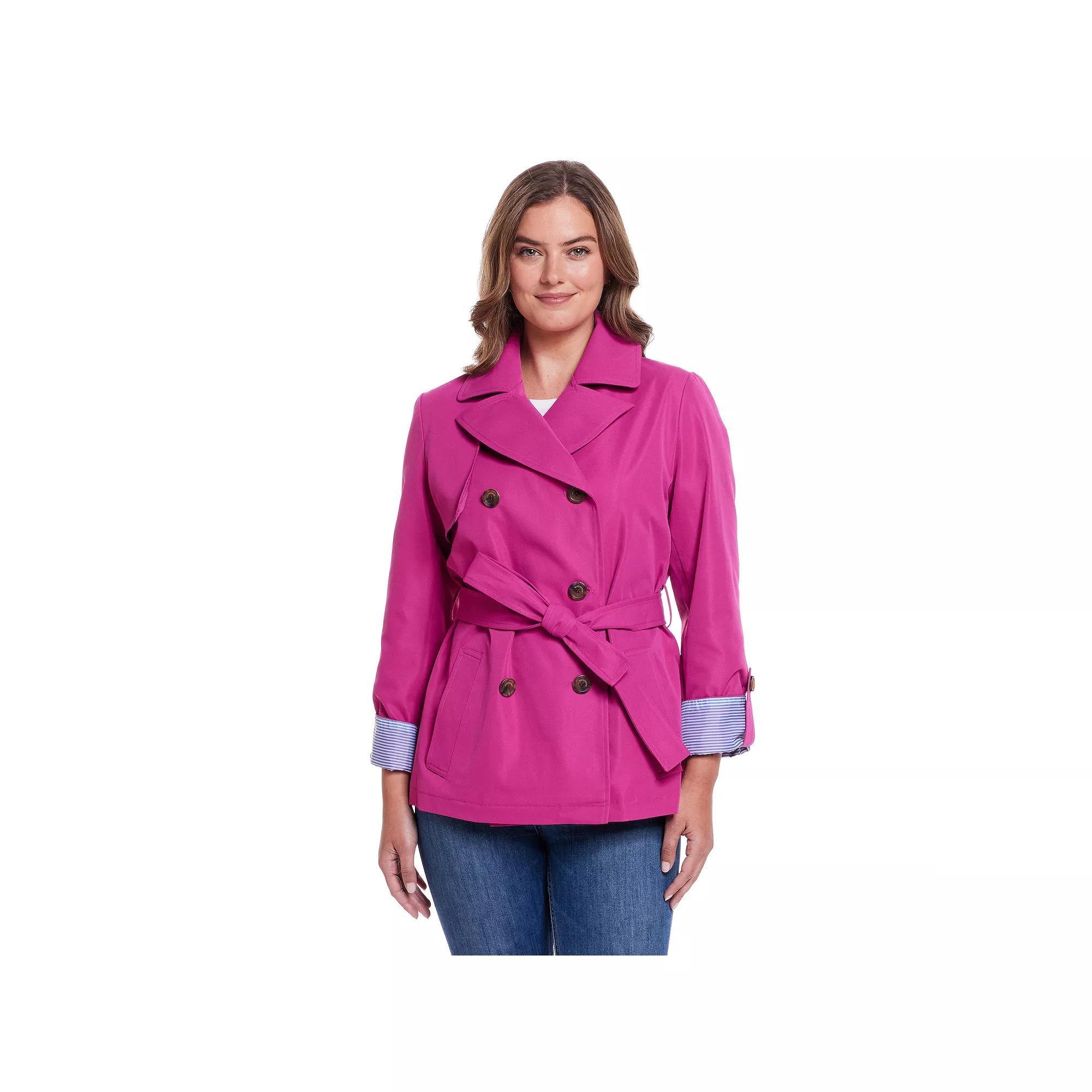 Women's Weathercast Lightweight Double Breasted Tie Waist Trench Coat,  Product Image