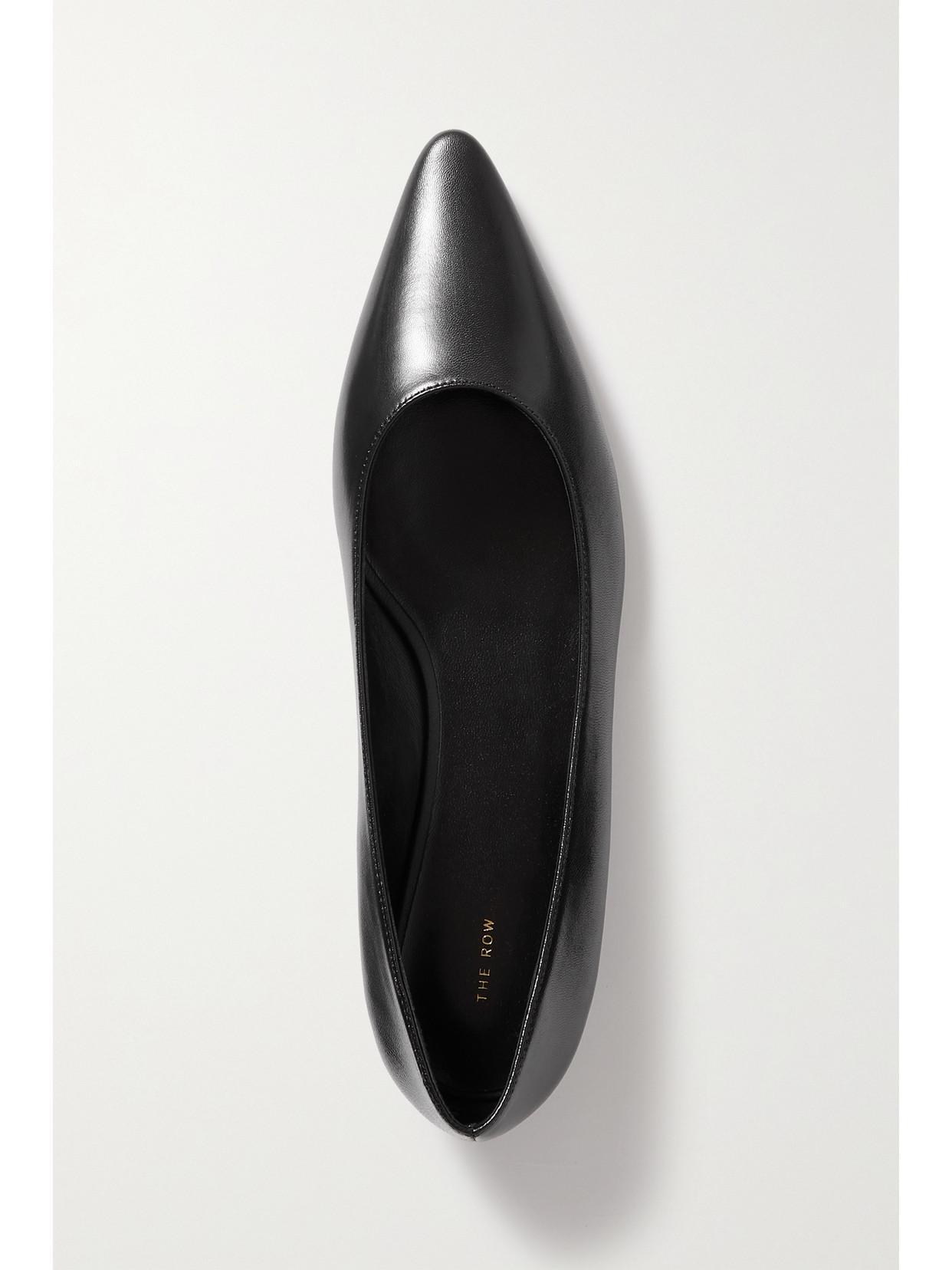 THE ROW Claudette Leather Point-toe Flats In Black Product Image