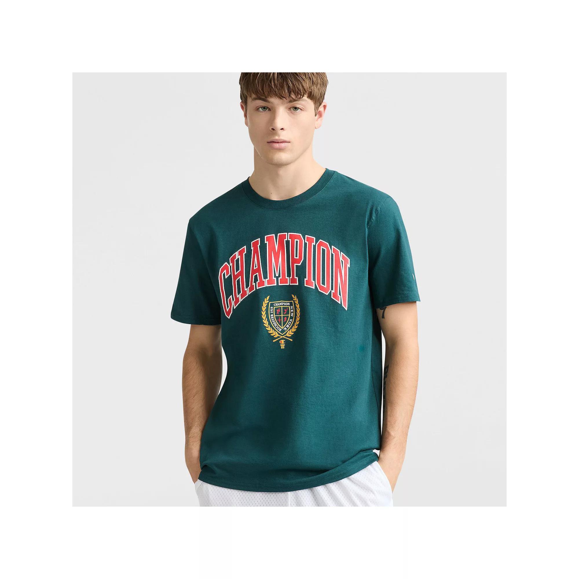 Men's Champion® Block Arch & Seal Classic Graphic Tee, Size: Medium, Green Allure Product Image