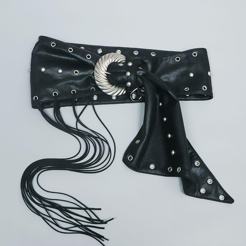 Fringe Faux Leather Thick Belt Product Image