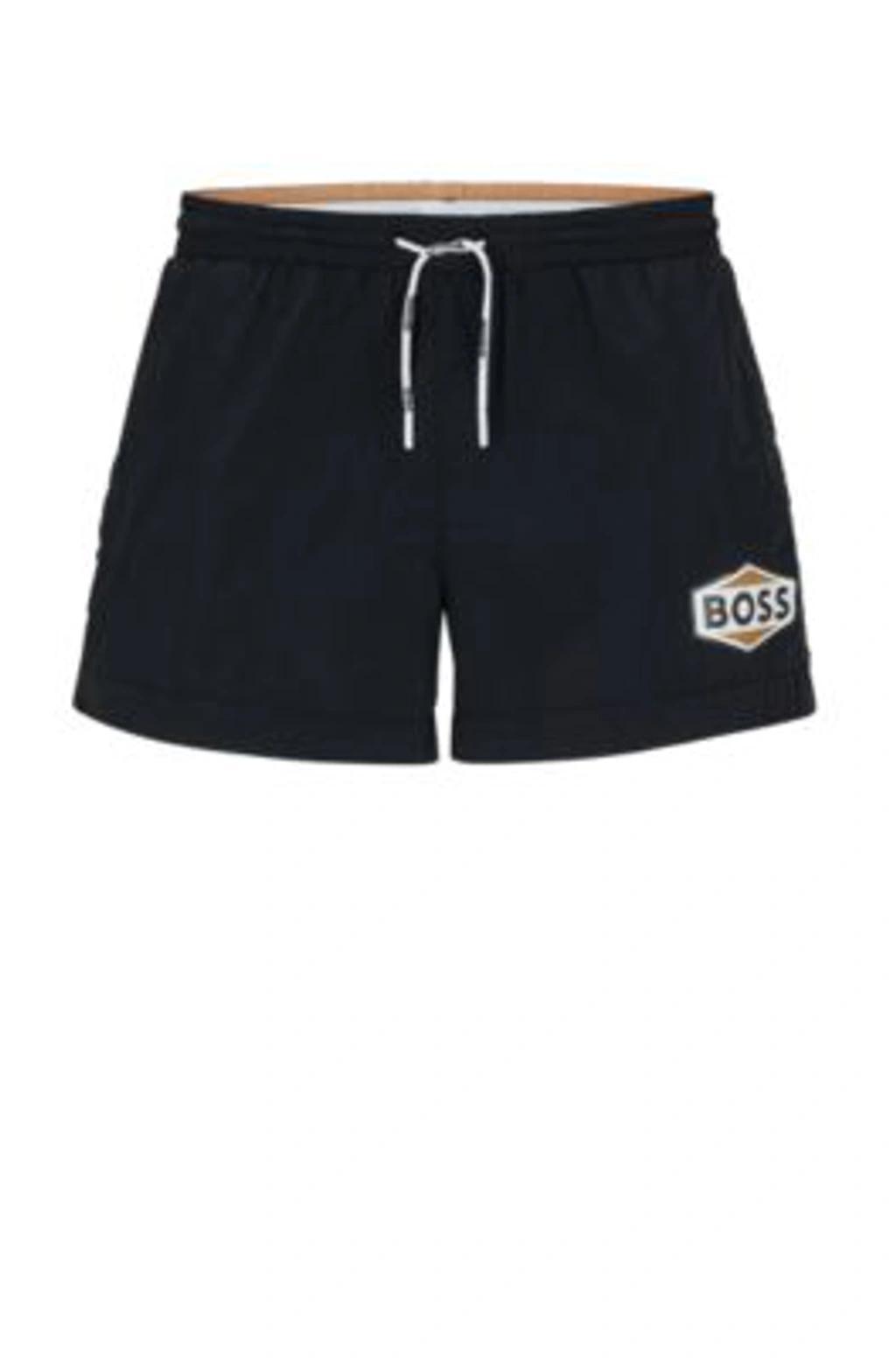 HUGO BOSS Quick-drying Swim Shorts With Logo Details In Black Product Image